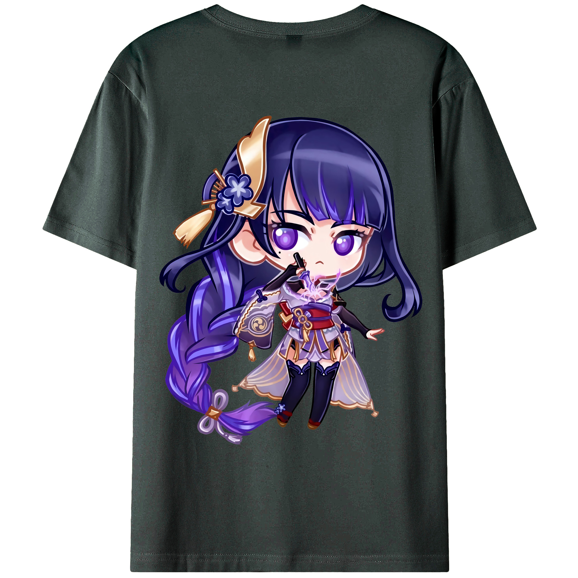 げんし神 雷電将軍 らいでんしょうぐん genshin Raiden Shogun 綿100％ メンズ半袖Tシャツ（バックプリント） 通気性